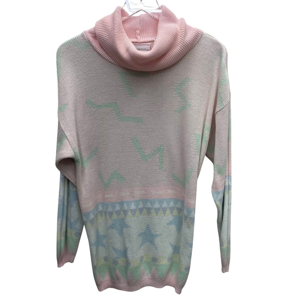 Organically Grown Vintage (from the 80’s) Cowl Neck Pastel Sweater Size Medium